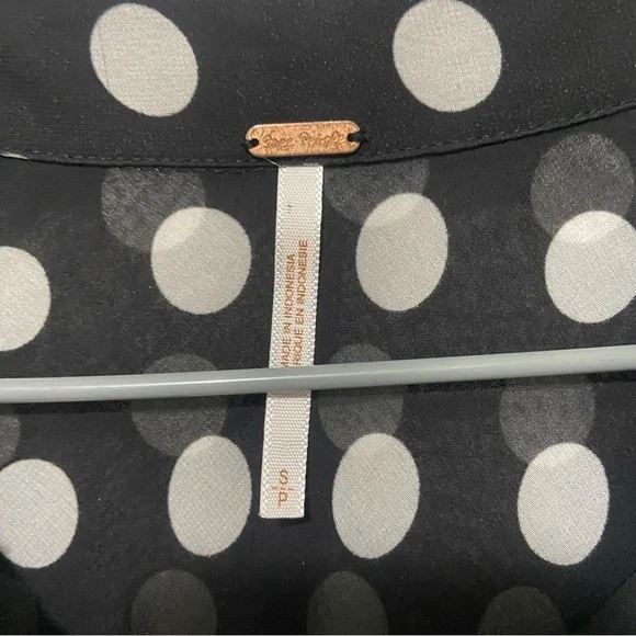 Free People Black/White Sheer Polka Dot Easy Rider Blouse Size Small - Picture 5 of 9